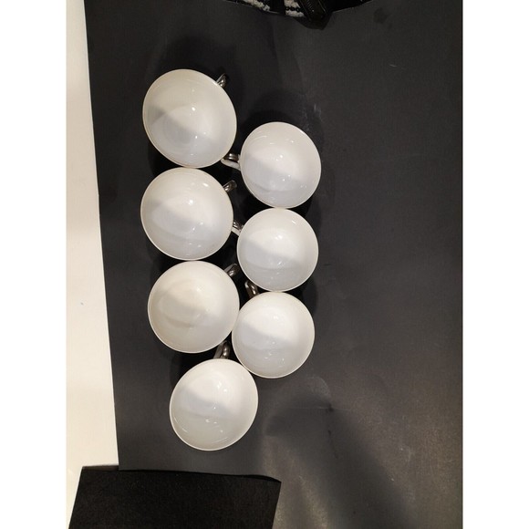 Vintage Hayasi Kutani Metallic Silver Mt Fuji Footbridge Teacups , Set of 7 - Picture 9 of 9